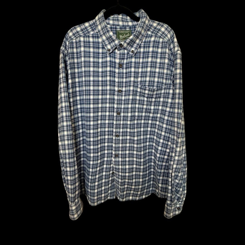 Woolrich Men's Plaid Flannel Button Down Blue Gray Purple Shirt XL